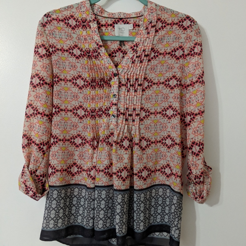 ANTHROPOLOGIE HD in Paris geometric blouse - Picture 3 of 7